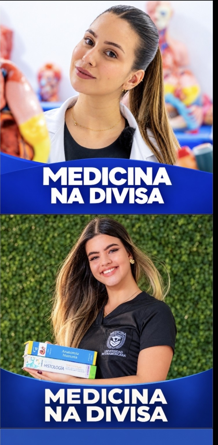 Mulher com livros e camiseta da Interamericana, foto escolhida para o Medicina na Divisa